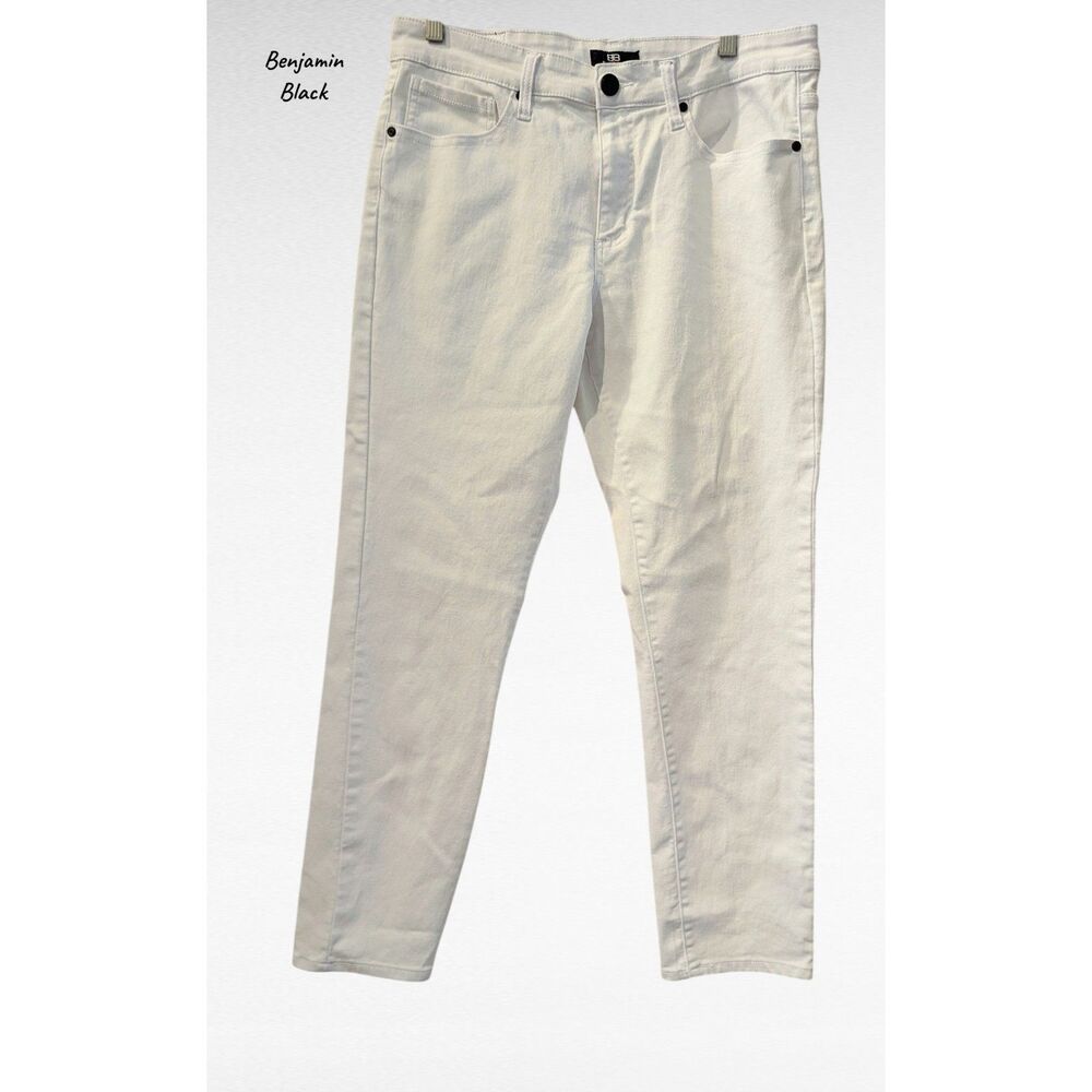 Benjamin Black Men’s White Jeans Slim Fit Stretch Denim Clean Minimal